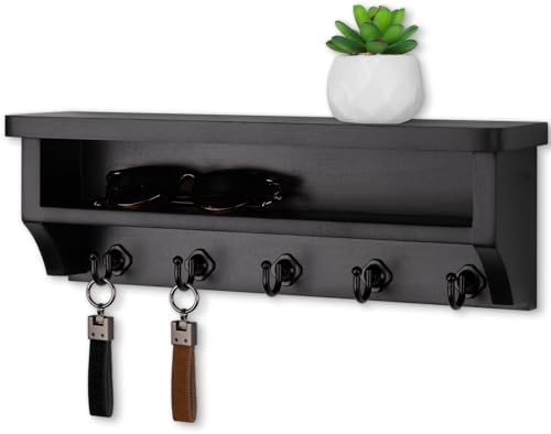 Nekon Key Holder Wall Mount, Wall Organizer Shelf with 5 Key Hooks by NekonDesign
