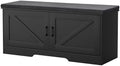 HOMSHO Farmhouse Shoe Storage Bench with 2 Barn Doors & Padded Seat Cushion by HOMSHO