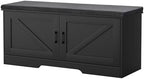 HOMSHO Farmhouse Shoe Storage Bench with 2 Barn Doors & Padded Seat Cushion by HOMSHO