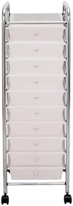 Seville Classics Rolling Utility Organizer Storage Cart, for Home Office, School, Classroom, Scrapbook, Hobby, Craft, 10 Drawer, Frost White - Image 7