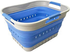 SAMMART Collapsible Plastic Rectangular Laundry Basket - Foldable Pop Up Storage Container/Organizer - Portable Laundry Hamper - Space Saving (Grey/Little Boy Blue, 19L) by SAMMART