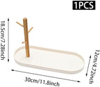 White Multi-Functional Key Tray, Wood Key Bowl Jewelry Tray, 3-Tier Hanging Organizer for Entryway/Rings Phone Bracelets Watches - Image 2