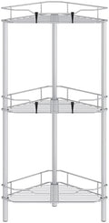 HuggieGems Metal Floor Standing Corner Shower Caddy, Silver, 3 Tier by HuggieGems