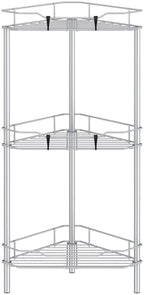 HuggieGems Metal Floor Standing Corner Shower Caddy, Silver, 3 Tier by HuggieGems