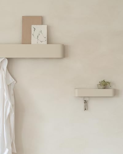 Kazai. Key Holder for Wall 'Tone' | Minimalist Key Hooks Design from Berlin | Modern Key Hanger with Metal Shelf | Key Hook Wall Mounted as Hallway Furniture | Sand Taupe - Image 3