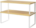 NEX Bamboo Cabinet Organizer Shelf, Kitchen Counter Shelves Set of 2 by NEX