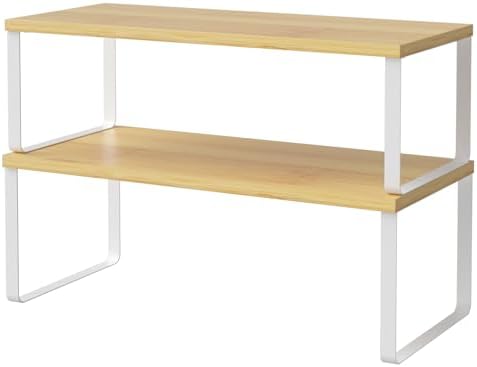 NEX Bamboo Cabinet Organizer Shelf, Kitchen Counter Shelves Set of 2 by NEX