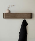 Kazai. Wall-Mounted Coat Rack 'Toke' - Modern Design Coat Rack with Hidden Wall Hooks - Solid Wood Veneer Panel Coat Hanger - Oak, Dark by KAZAI