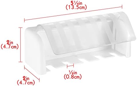 5 Slots Wall Mount Toothbrush Holder with Cover, Self Adhesive Toothbrush Storage Organizer for Shower, Toothbrush Hanger for Bathroom, Medicine Cabinet, Dorm - Image 3