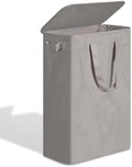 efluky Slim Laundry Basket with Lid, Narrow Laundry Hamper with Handles, Collapsible Dirty Clothes Hamper, Tall Laundry Bin for Laundry Room, Dorm and Bedroom, 55L Grey by efluky