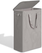 efluky Slim Laundry Basket with Lid, Narrow Laundry Hamper with Handles, Collapsible Dirty Clothes Hamper, Tall Laundry Bin for Laundry Room, Dorm and Bedroom, 55L Grey by efluky