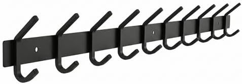 Coat Rack Wall Mount – 30 Inch Stainless Steel Hook Rail with 10 Double Coat Hooks for Hanging – Wall Mounted Entryway Organizer for Coats, Hats, Bags, Towels, Robes, Bedroom or Bathroom - Black by SAYONEYES
