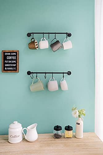 Mkono Wall Mounted Mug Holder, Coffee Cup Hanger Rack with 10 Hooks, 2 Pack - Image 3