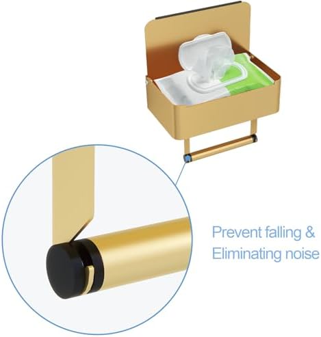 JUYSON Toilet Paper Holder, Toilet Paper Holder with Shelf, Color Gold - Image 6