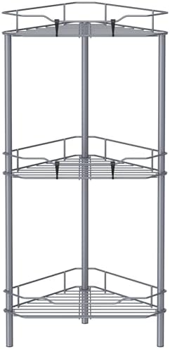 HuggieGems Metal Floor Standing Corner Shower Caddy, Dark Gray, 3 Tier by HuggieGems