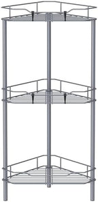 HuggieGems Metal Floor Standing Corner Shower Caddy, Dark Gray, 3 Tier by HuggieGems