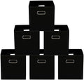 Yunkeeeper storage bins Cubes, Fabric Cube Organizer with Handle, Foldable Cube Bins for Cloth or Accessary Storage, 11x11x11, Set of 6, (black) by Yunkeeper