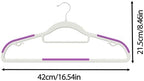 60 Pack Heavy Duty Plastic Hangers, Non Slip Clothes Hangers with Rubber Pads and 360° Hook - Thin Space Saving Hanger, Closet Organizer for Shirt, Pants, Suit, Skirt,Coat - Purple - Image 2