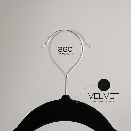 Utopia Home Velvet Hangers, Black, 20 Pack | Luxury Non-Slip Slim Pant & Coat Hangers | Strong Space-Saving Clothes Hangers | 360° Swivel Hook - Image 4