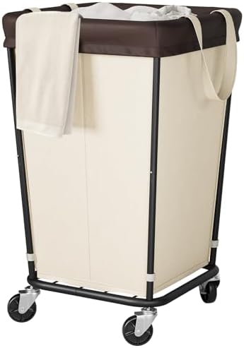 160L Laundry Basket with Wheels, 2-section Rolling Laundry Basket, Large Laundry Hamper with Wheels, Rolling Laundry Hamper Clothes Hamper for Home, Bathrooms and Dorm(Beige) by Wawocs
