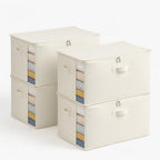 4Pack Canvas Storage Bags for Clothes & Comforters with Clear Window, Beige by Unknown