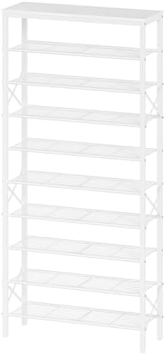 YATINEY 10 Tier Shoe Rack, Large Capacity Shoe Storage Organizer Holds 40 Pairs, Sturdy and Stable, for Entryway, Hallway, Closet, Dorm Room, White SS10WW by Yatiney