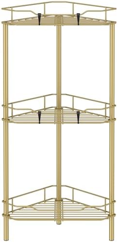 HuggieGems Metal Floor Standing Corner Shower Caddy, Gold, 3 Tier by HuggieGems