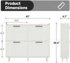 Shoe Storage Cabinet with 4 Flip Drawers, Freestanding Shoe Organizer with Adjustable Shelf & Anti-Tipping Device, Hidden Shoe Rack for Entryway, Hallway, Foyer, Lounge（White） - Image 2