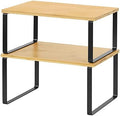 NEX Kitchen Cabinet and Counter Shelf Organizer, Stackable & Expandable, Black and Natural by NEX
