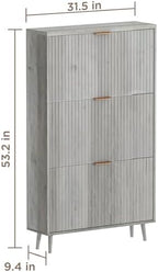 Shoe Cabinet Storage,Modern Freestanding Organizer with 3 Flip Drawers,Narrow Shoe Rack Cabinet for Entryway,Grey - Image 2
