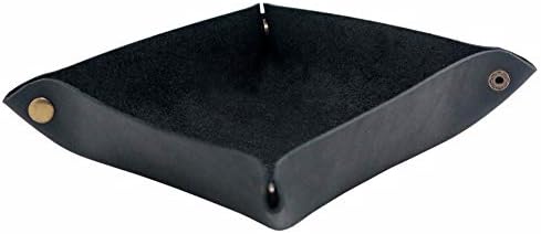 boshiho Valet Tray for Men, Leather Jewelry Catchall Key Phone Coin Box Change Caddy Bedside Storage Box (Black) - Image 2