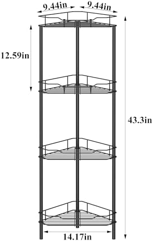 HuggieGems 4 Tier Floor Standing Corner Shower Caddy Organizer Shelf with Hooks, Bathroom Shelves Stand Rack, Black (Pack of 2) - Image 7