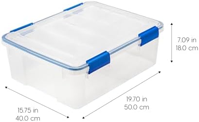 IRIS USA 3-Pack 26.5 Qt Storage Bins with Gasket Lids, Clear/Blue - Image 2