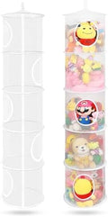 2Pcs Hanging Stuffed Animal Storage Hammock Net 5 Tiers, White by coastalrose
