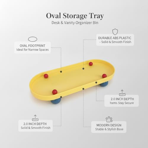 Fits Desks, Vanities & Entryways: Oval Catchall Tray for Keys and Wallets, Durable Plastic Organizer Bin for Small Essentials (1 Piece) - Image 5