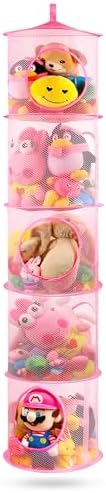 Hanging Stuffed Animal Storage Hammock Net 5 Tiers, Pink by coastalrose