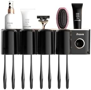iHave Toothbrush Holders for Bathrooms Wall Mounted with Dispenser & 4 Cups - Image 4