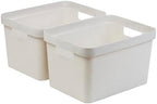 BINO | Plastic Storage Bins, 16 Liter - 2 Pack, Natural White | THE MODERN COLLECTION | Plastic Bins for Organization | Woven Storage Baskets for Organizing Pantry Shelf Organizer Basket Container Bin - Image 5