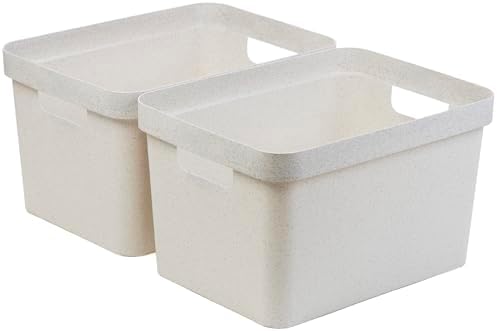 BINO | Plastic Storage Bins, 16 Liter - 2 Pack, Natural White | THE MODERN COLLECTION | Plastic Bins for Organization | Woven Storage Baskets for Organizing Pantry Shelf Organizer Basket Container Bin - Image 5
