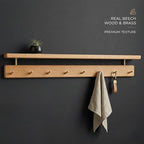 Walnut Wood Coat Rack with Shelf, Wall Mounted Entryway Organizer - Image 2