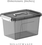 6 Quart Stackable Plastic Storage Bins with Lids, 6 Pack Clear Black Small Organizer Boxes with Latches for Bathroom, Pantry, Office Desk and Small Item Storage - Image 2