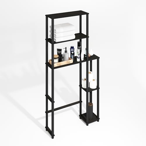 Furinno Turn-N-Tube Over The Toilet Storage, 5-Shelf Over The Toilet Organizer, Freestanding Space Saver Bathroom Shelf, for Bathroom Organizers and Storage, Black Espresso - Image 6