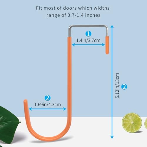FYY Over the Door Hooks, Single-Hanger 4 Pack, Fits Doors 1 3/8" Orange - Image 2