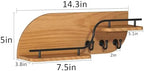 Modern Decorative Key and Mail Holder with 2 Floating Shelves, Wood Wall Mounted Key Organizer with 3 Metal Hooks for Home Entryway, Brown - Image 5