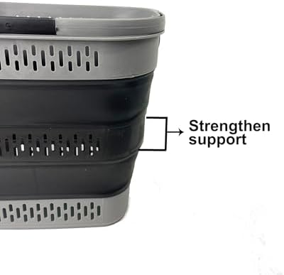 SAMMART 38L (10 Gallon) Collapsible Plastic Laundry Basket - Foldable Pop-Up Storage Container/Organizer – Portable Space Saving Laundry Hamper (1, Grey/Black) - Image 6