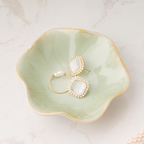 Mecaikru Ceramic Trinket Dish, 4in Ring Tray with Kiln Glaze Jewelry Dish - Image 2