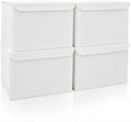 Bagnizer Large 22 Quart Linen Fabric Foldable Storage Bin Cube Organizer Basket with Flip-Top Lid & Handles, Clothes Blanket Box for Home, Office, Closet, White, 4 Pack 14.6 x 9.5 x 9.5” by Bagnizer