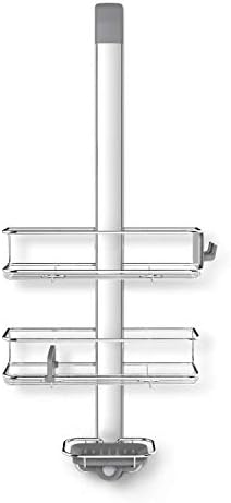 simplehuman Over Door Shower Caddy, No-Drill Auto-Tightening Hanger for Glass Shower Doors, Quick-Adjust Shelves, Quick-Dry Soap Dish, Bathroom Organizer, Rust-Proof Stainless Steel by Unknown