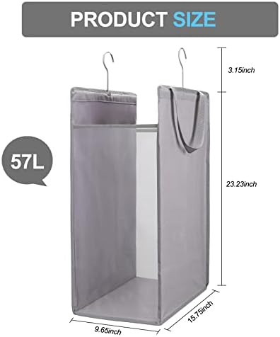 FENTEC Hanging Laundry Hamper，2 Pack Grey Hanging Laundry Basket - Image 3