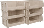Akro-Mils 30235 AkroBins Plastic Storage Bins, 11"x11"x5", Stone, 6-Pack by Akro-Mils